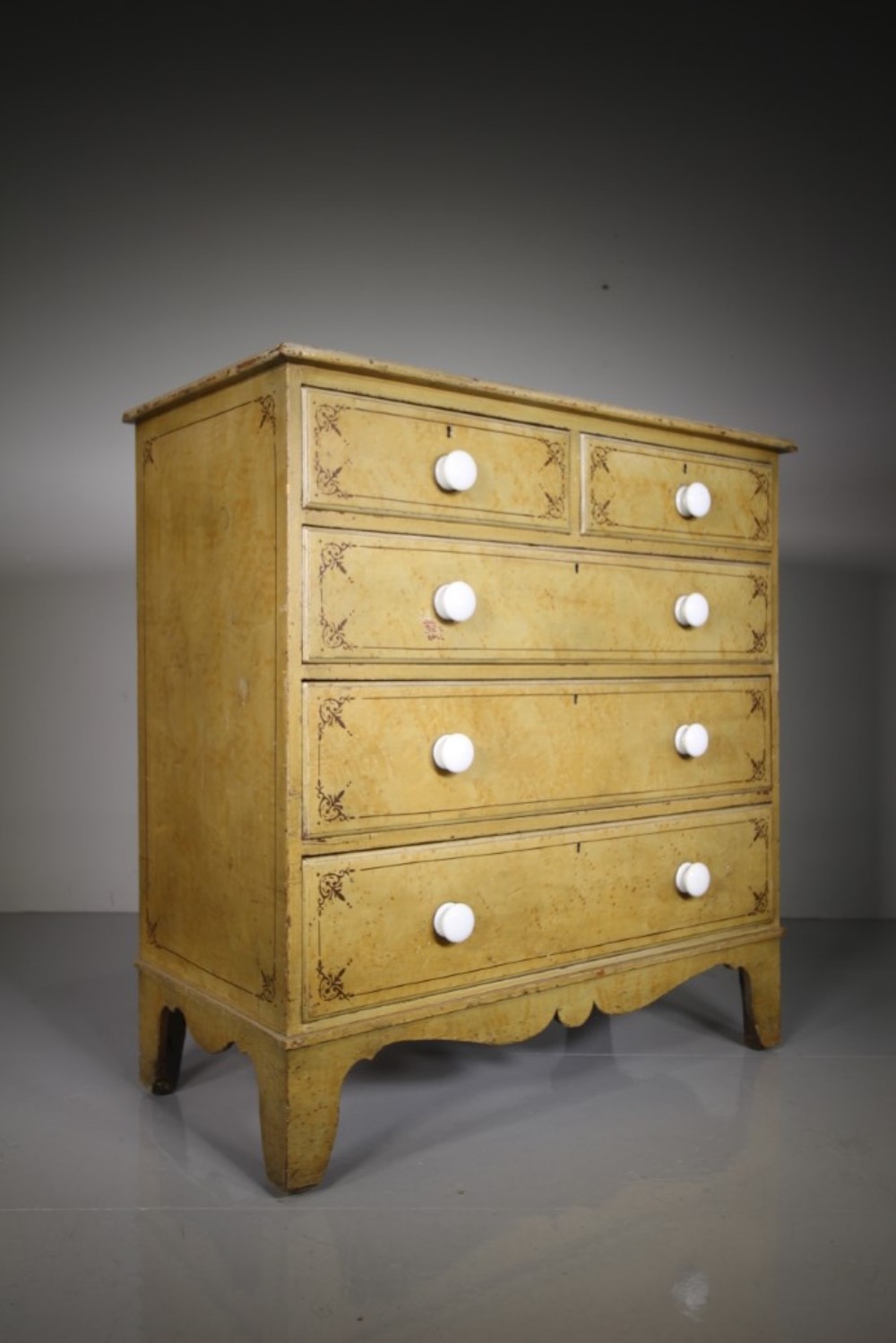 Fabulous Regency Original Painted Pine Antique Chest of Drawers