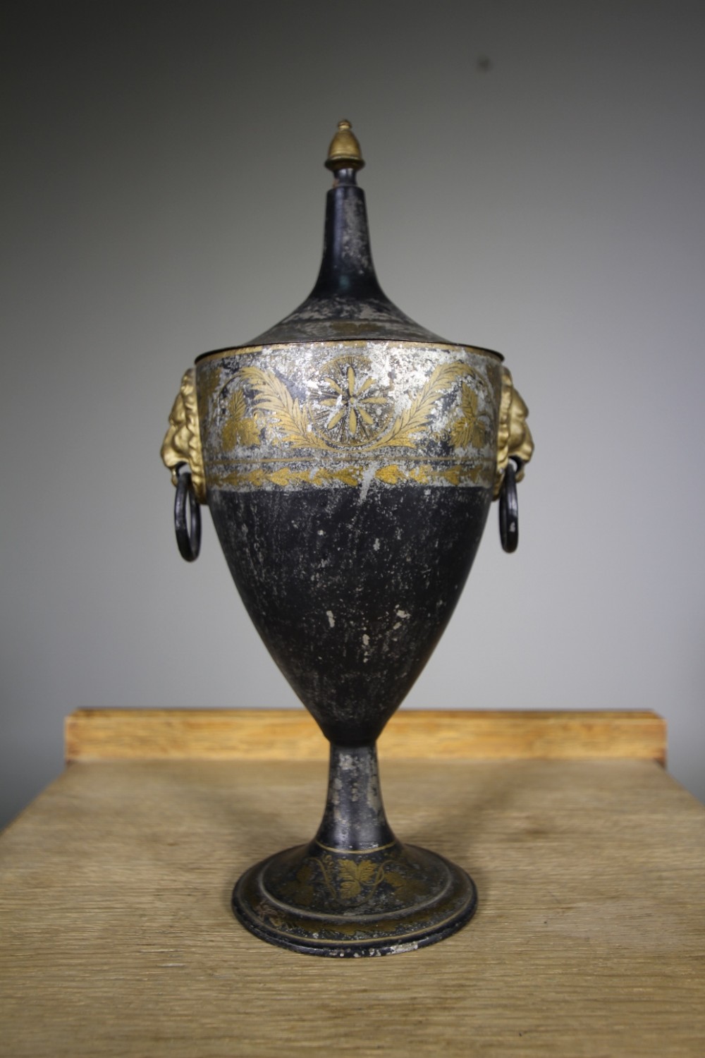 
English Regency Antique Toleware Chestnut Urn