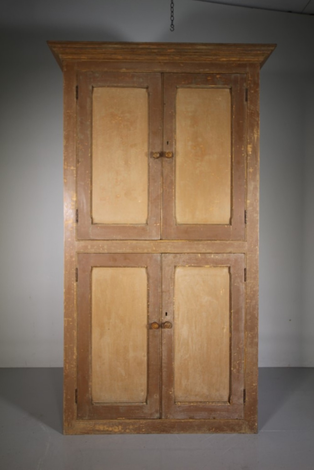 
Large English 19th Century Original Painted Pine Antique Cupboard