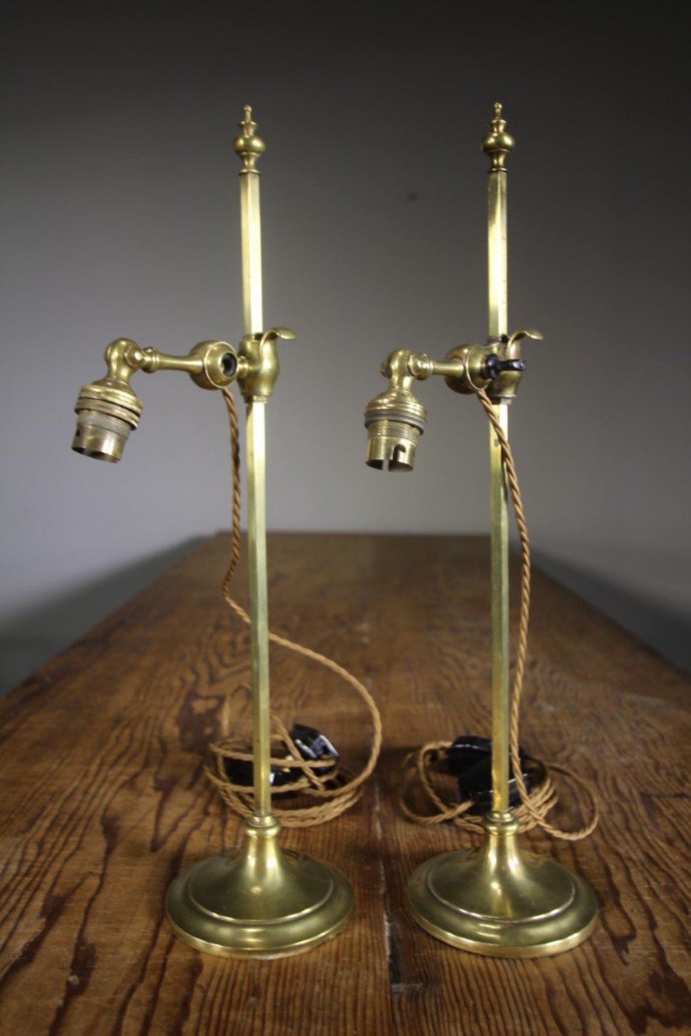 Tall Pair Faraday & Sons Antique Adjustable Table Lamps