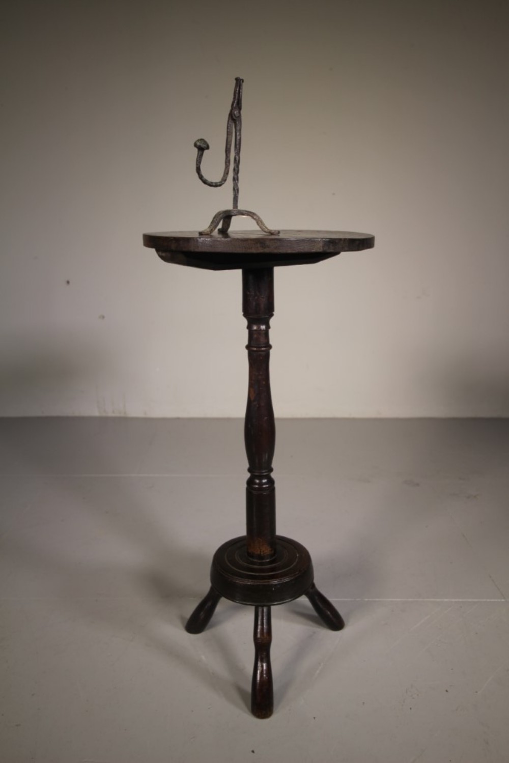 English Georgian Period Oak Antique Candle Stand