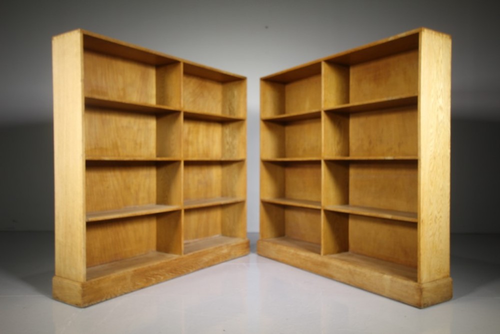 Pair of English 1930’s Solid Oak Open Bookcases
