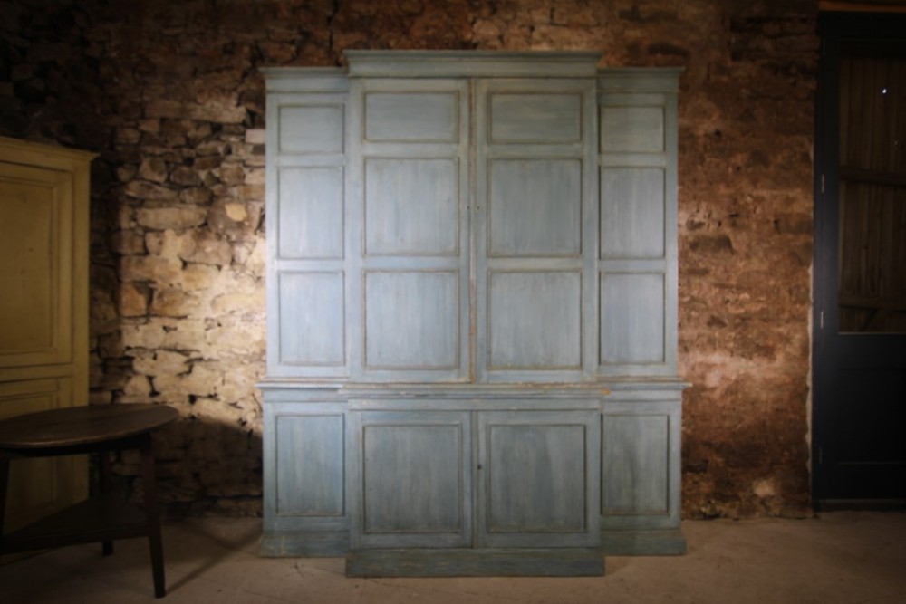 
Large English Georgian Antique Housekeepers Cupboard in Blue Paint
