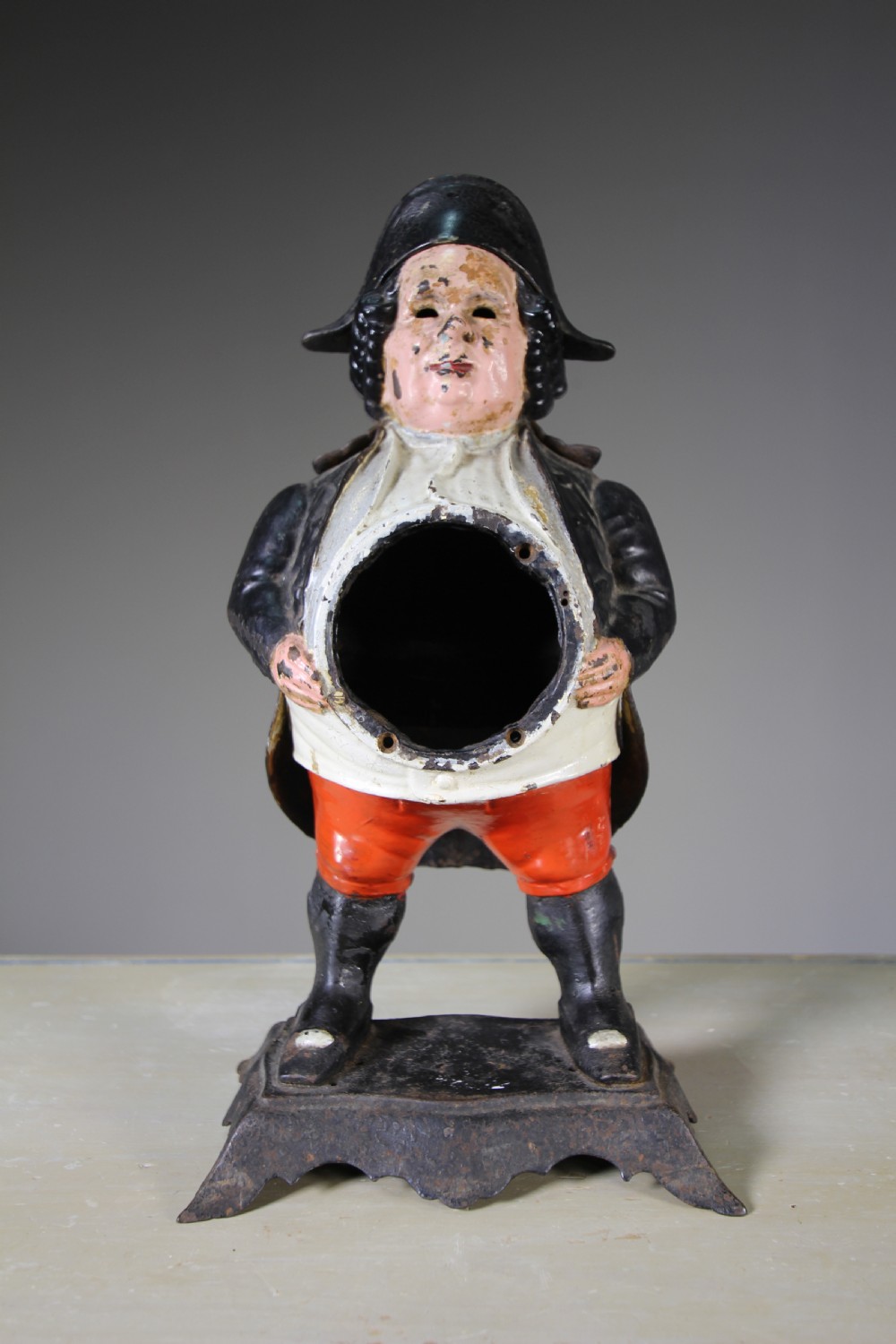 Rare 19th Century Antique Iron Gentleman Clock Case