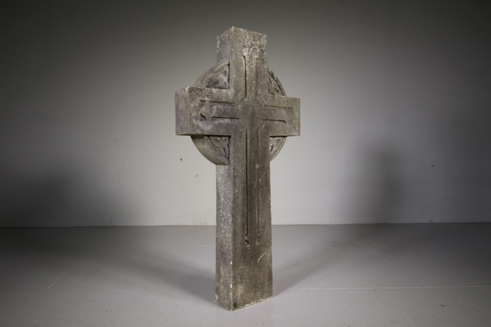Large English 19th Century Antique White Marble Celtic Cross