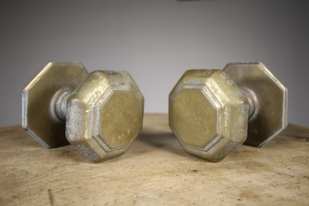Large Pair of Edwardian Antique Brass Door Handles