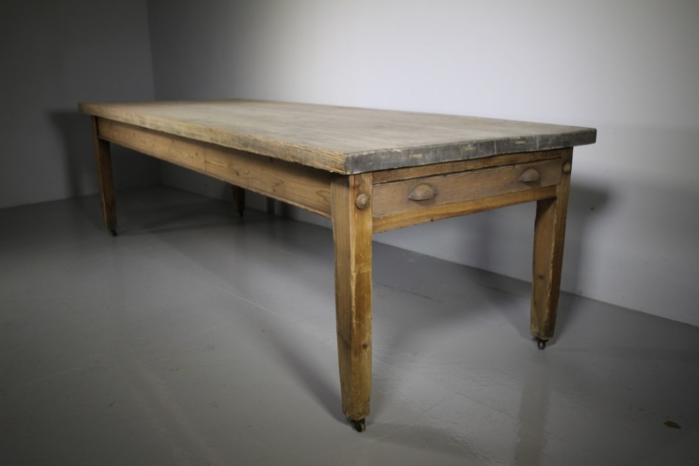 Fabulous Large English 19th C Antique Pine Kitchen Dining Table