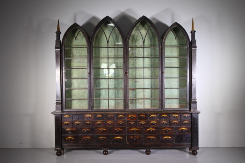 
Very Rare Huge Georgian Antique Apothecary Cabinet- Original Paint & Gilt