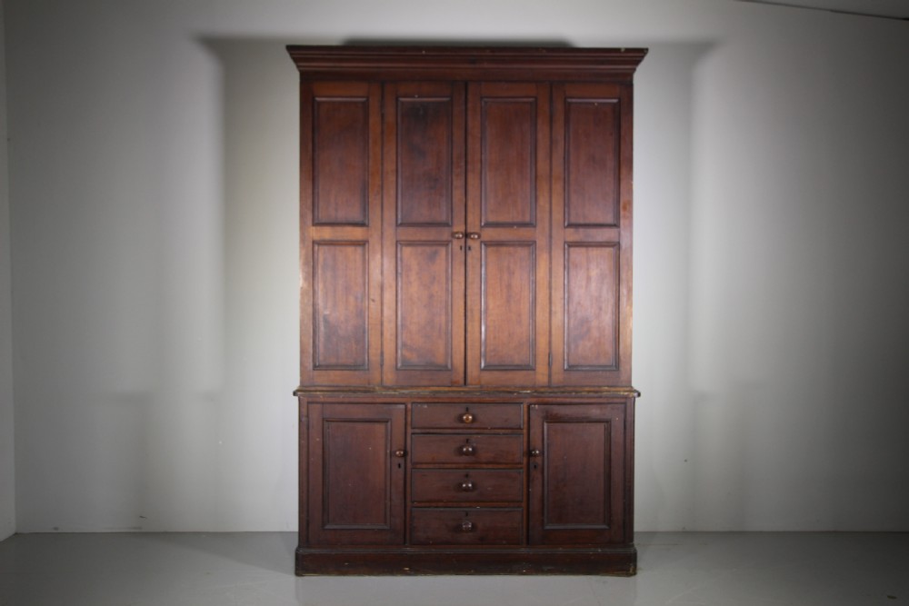 Large 19th Century Painted Pine Antique Housekeepers Cupboard