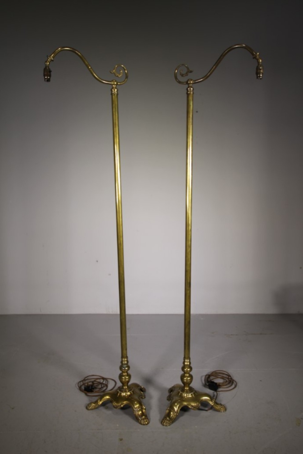 Pair of English Edwardian Antique Floor Lamps – Rewired