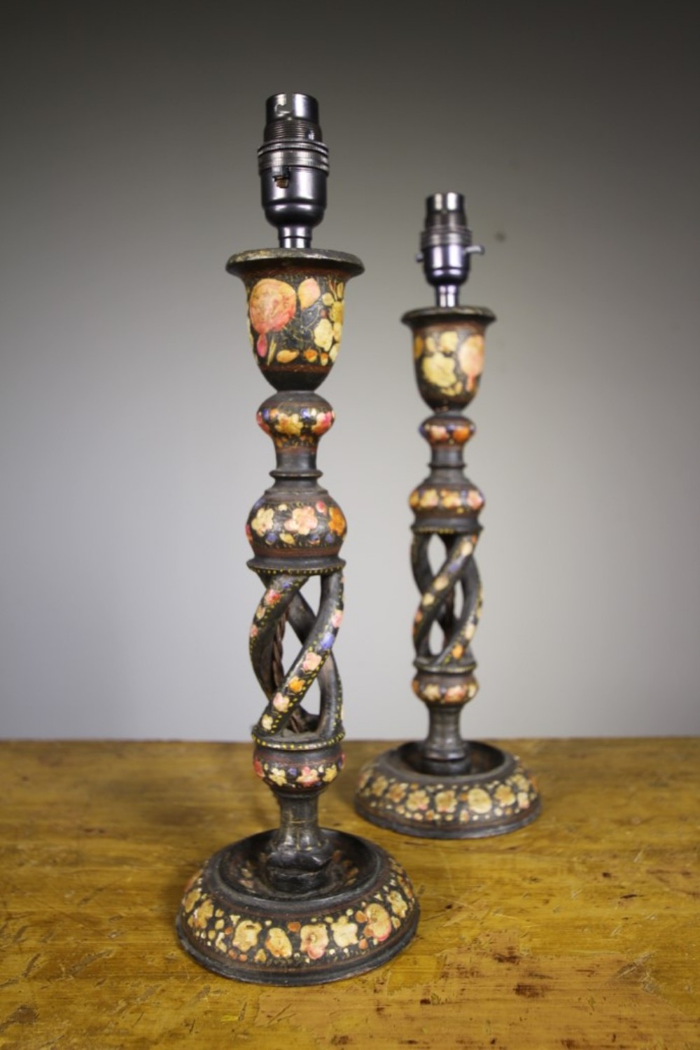 
Pair of Edwardian Kashmiri Antique Table Lamps