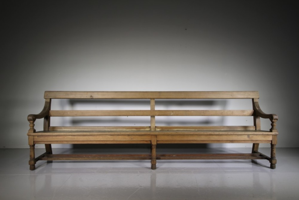Long English 19th Century Antique Pine Bench Seat