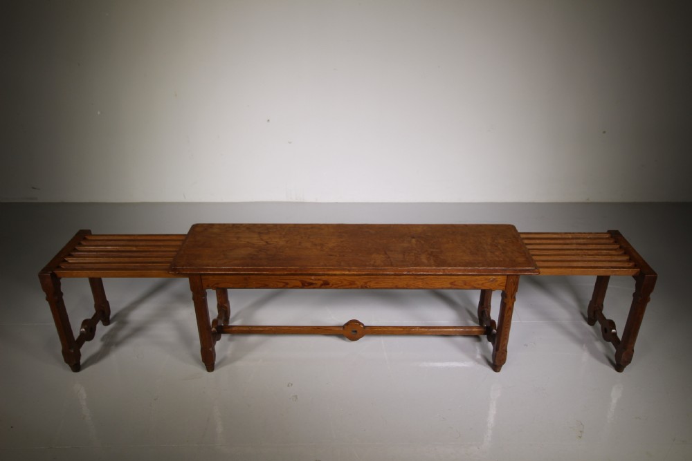 
Unusual English Antique Extending Bench & Luggage Racks