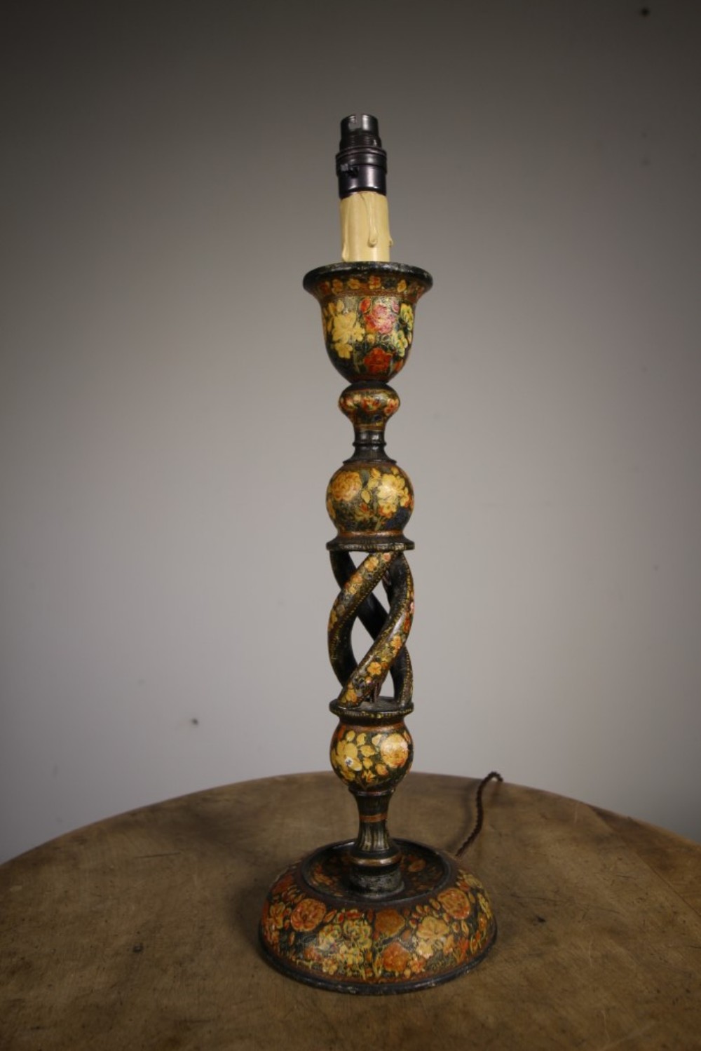 Tall Antique Kashmiri Table Lamp- Rewired