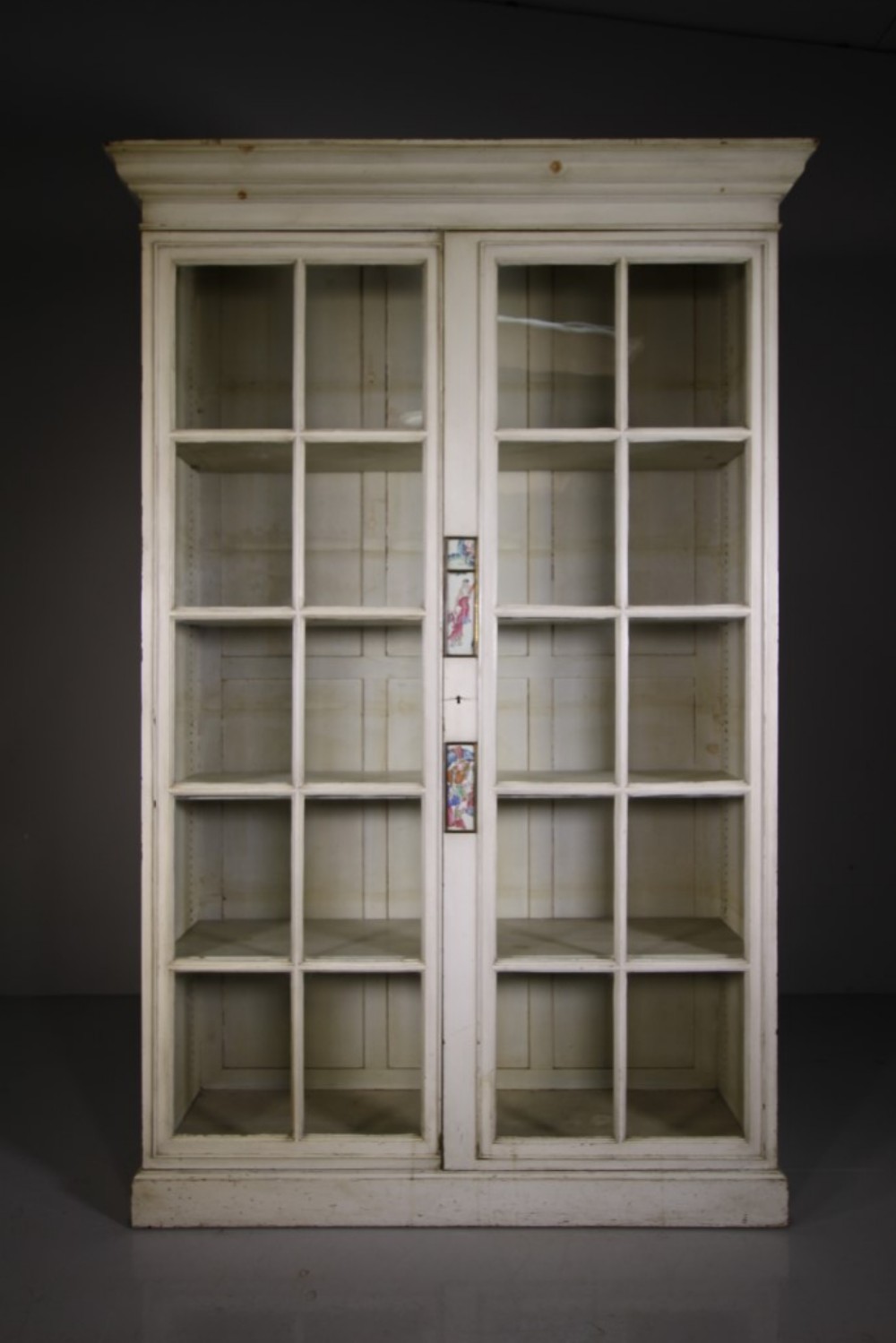English 19th Century Original Painted Antique Glazed Cupboard 