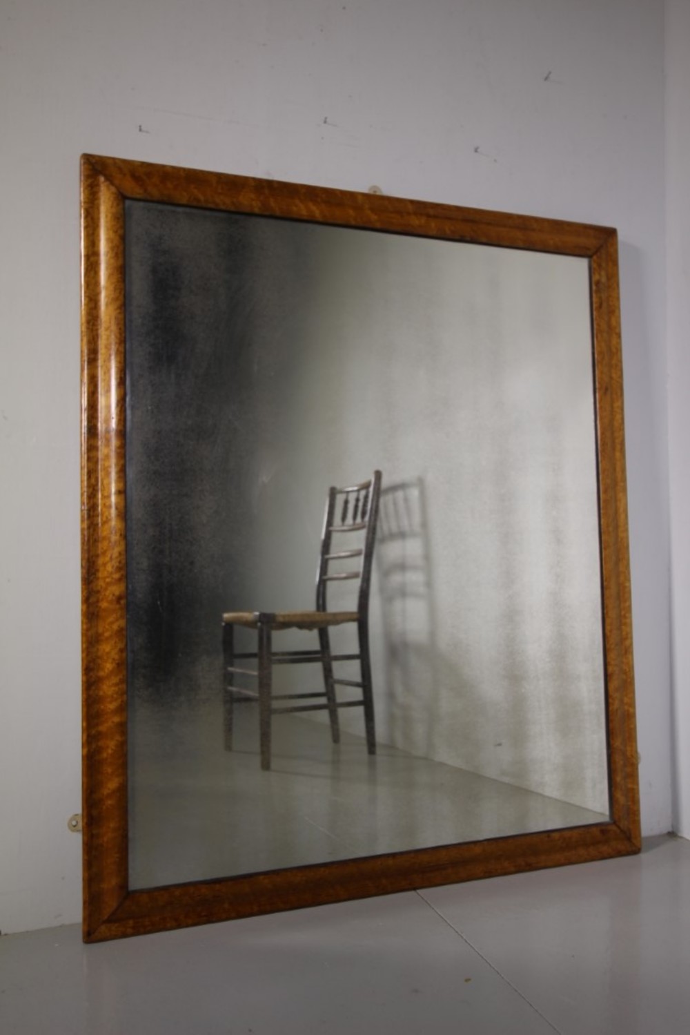 Large English Antique Birds Eye Maple Wall Mirror