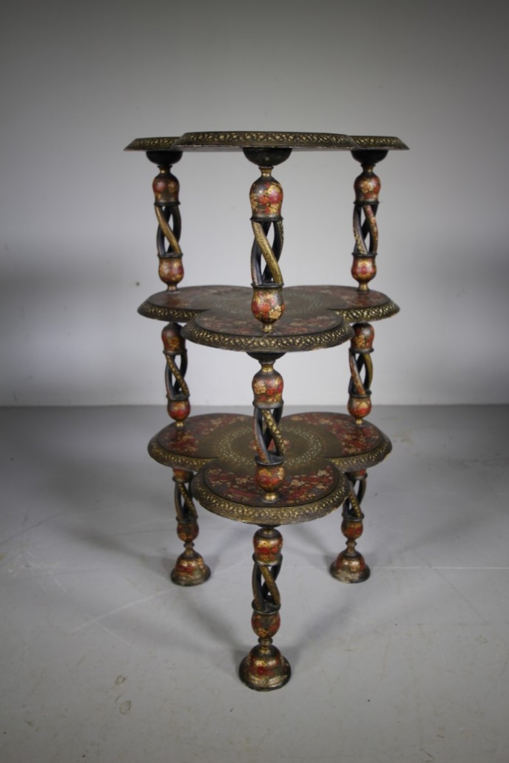 Fabulous Three Tier Edwardian Antique Kashmiri Table