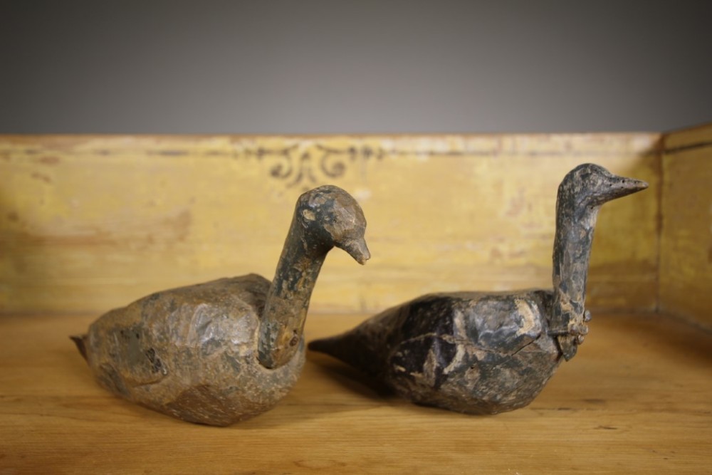 Pair of Primitive 19th Century Antique Decoy Pigeons