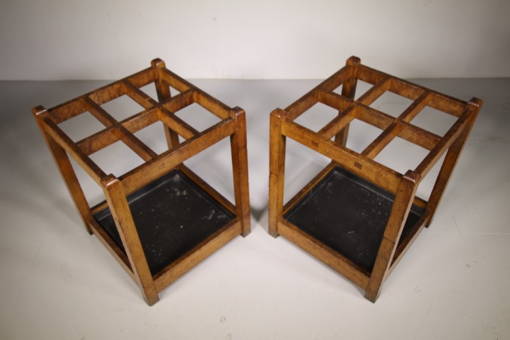 
Pair of Edwardian Antique Oak Stick Stands