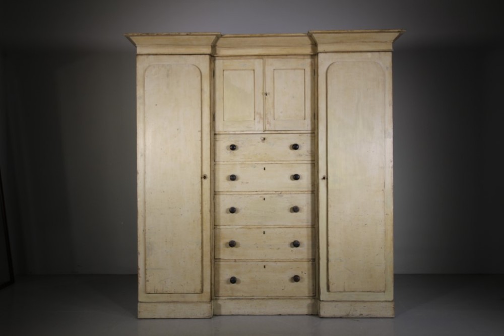 English 19th Century Antique Housekeepers Cupboard in Original Paint