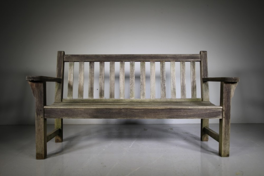 1930’s Heals Teak Garden Bench Seat by Hughes Bolckow