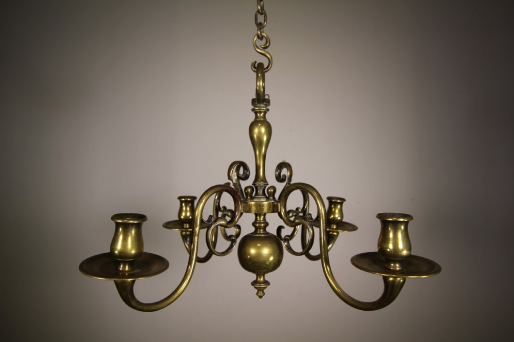 English 19th Century Antique Brass Hanging Candelabra