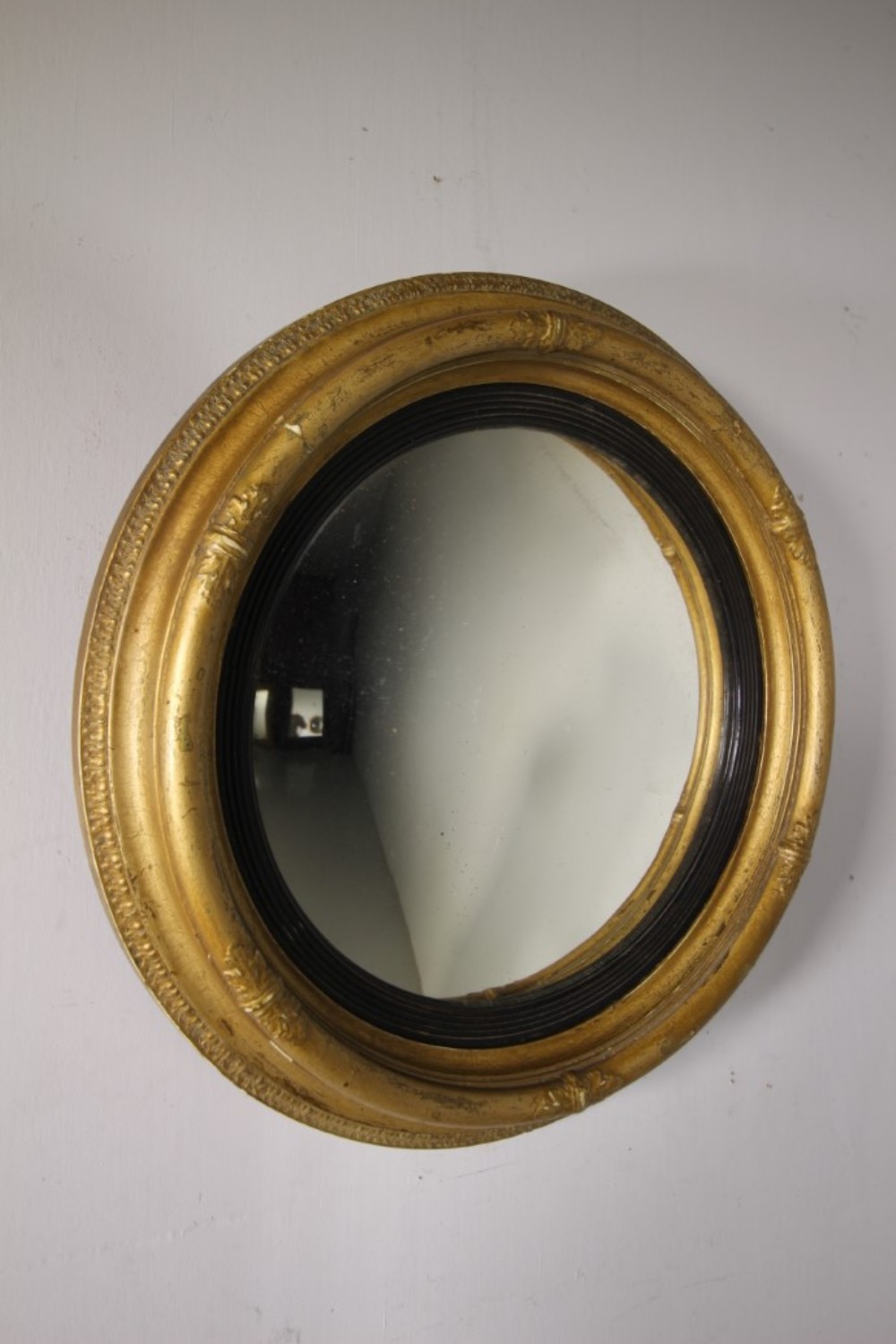English 19th Century Antique Gilt Convex Mirror