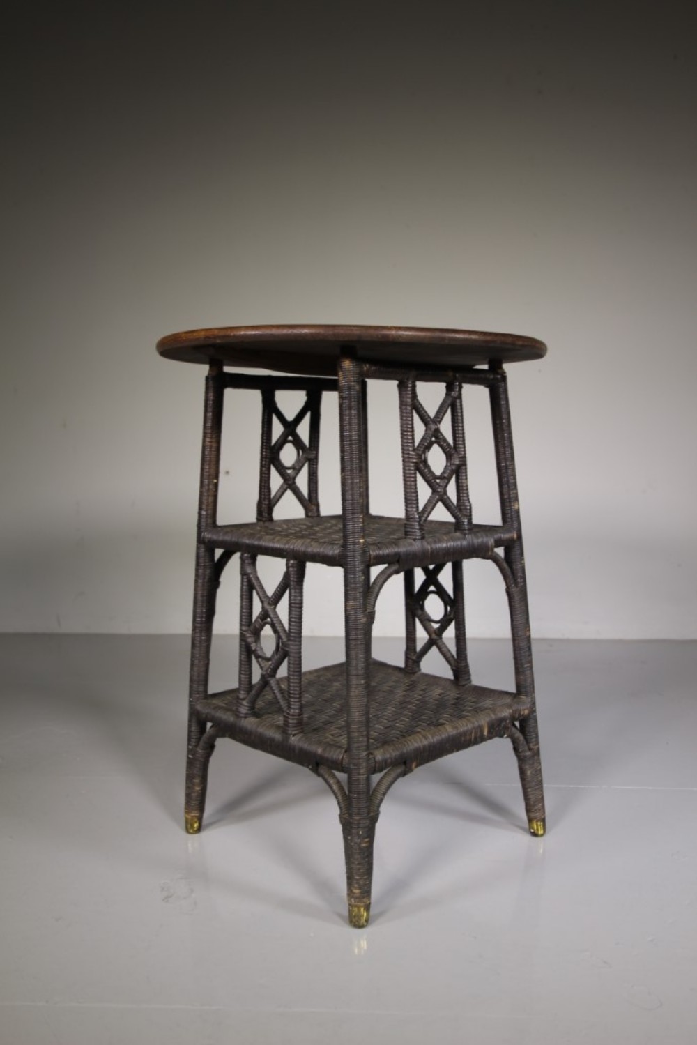 Rare English Dryad Antique Wicker Side Table
