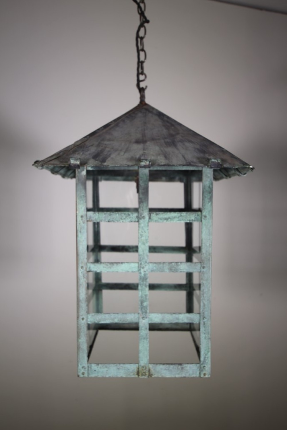 Large English Antique Copper Hanging Lantern

