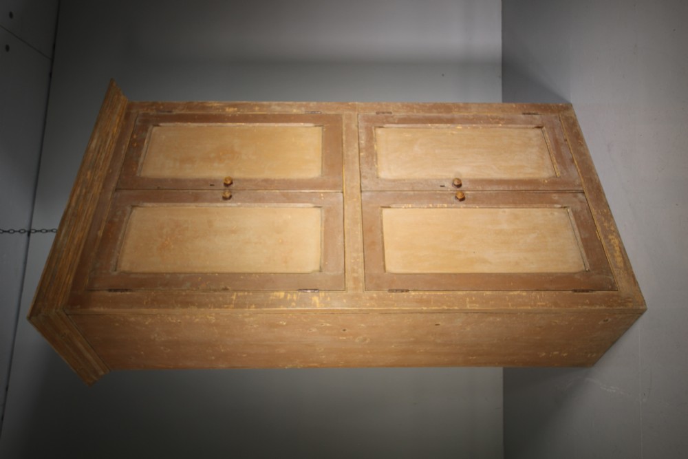 Large English 19th Century Original Painted Pine Antique Cupboard View X