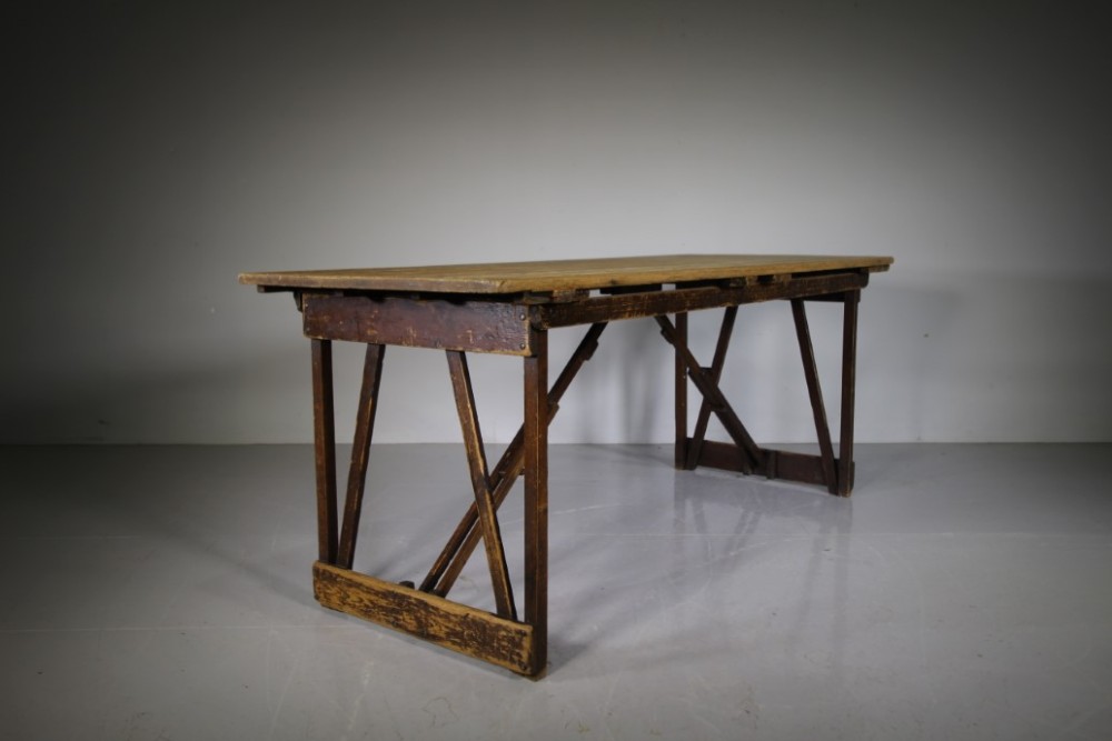 English 19th Century Antique Trestle Dining Table – Folding