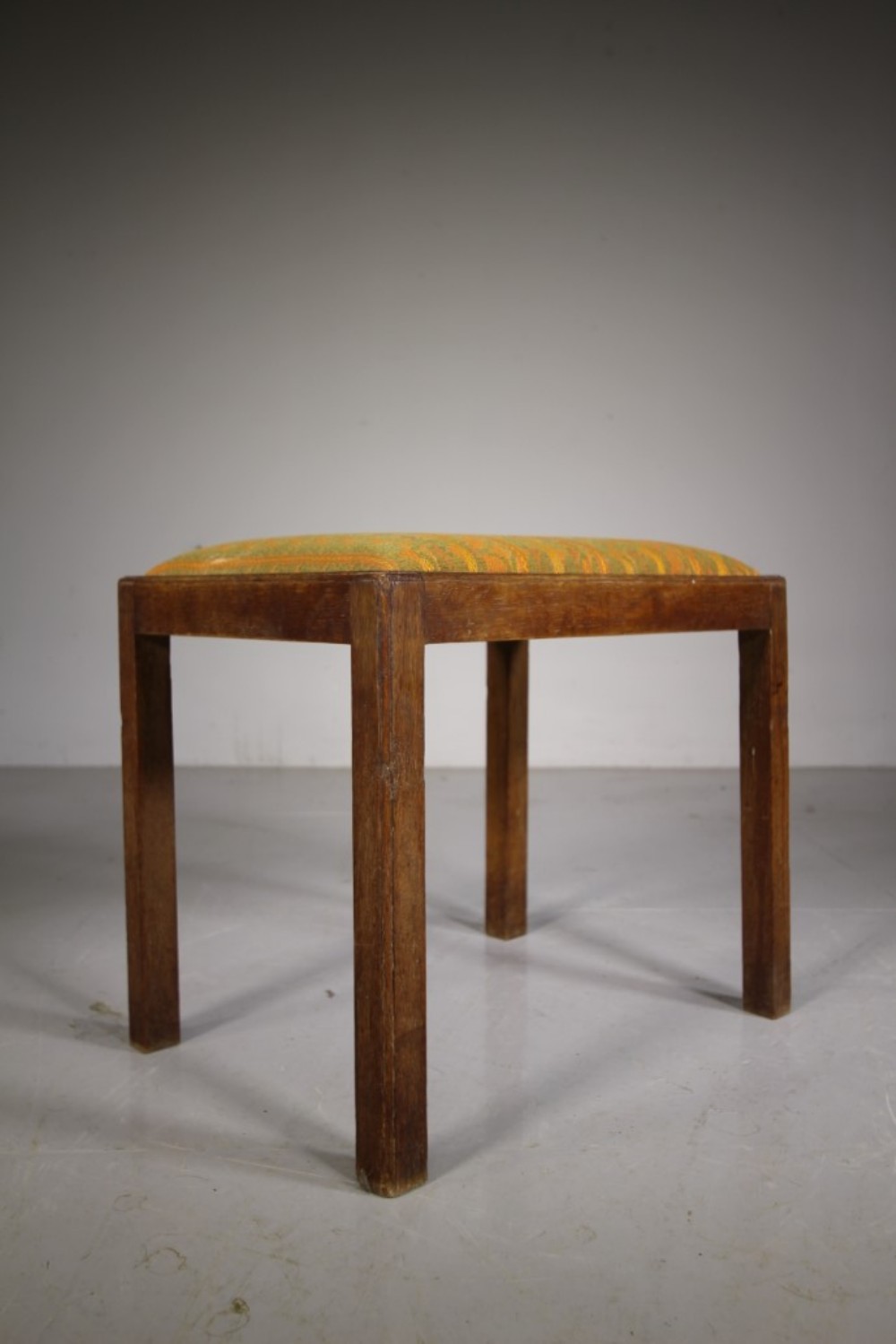 Heals of London 1920’s Oak & Upholstered Stool