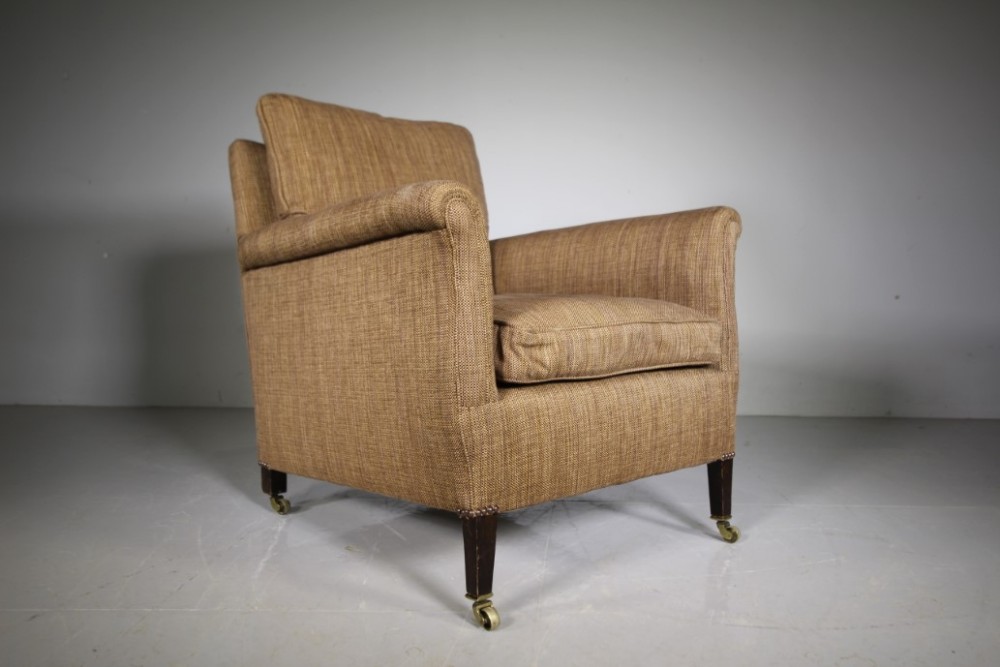 
Edwardian Antique Upholstered Armchair in Colefax & Fowler Fabric