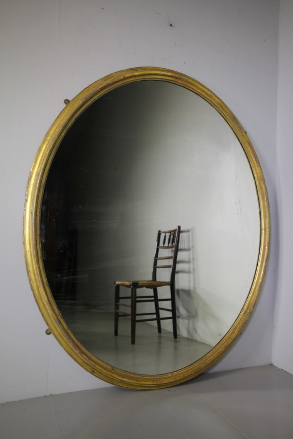 Very Large English 19th Century Antique Gilt Oval Mirror 