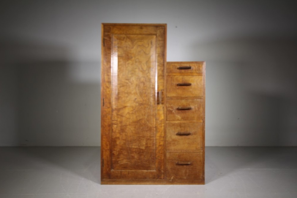 1930’s Teak Loughborough College Wardrobe Chest Combination