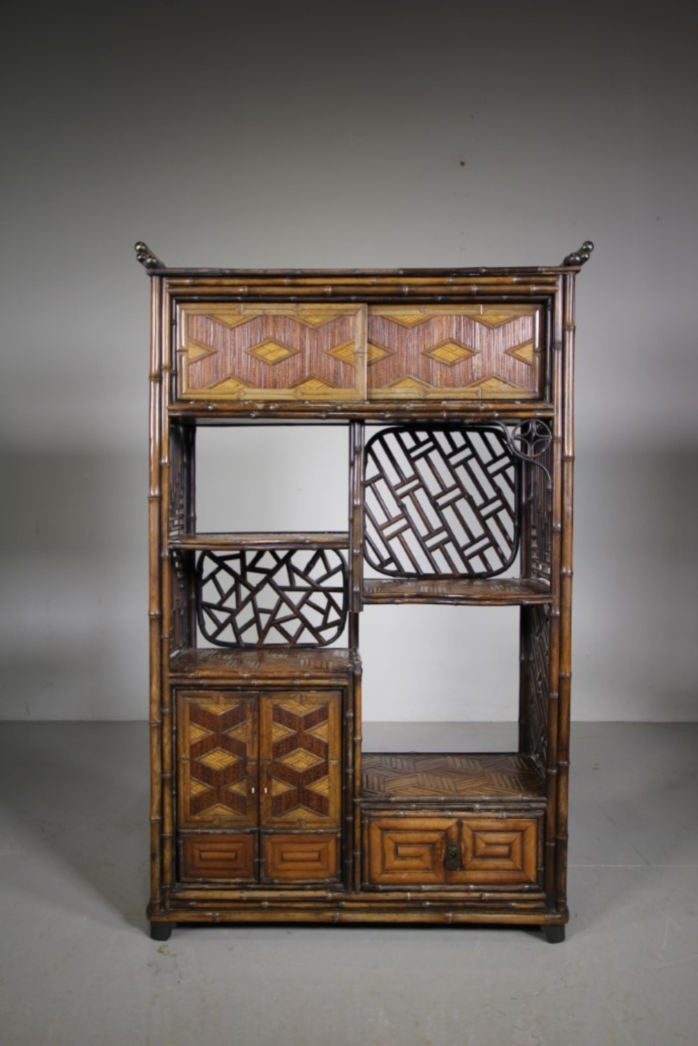 Beautiful Quality 19th Century Antique Bamboo Cabinet