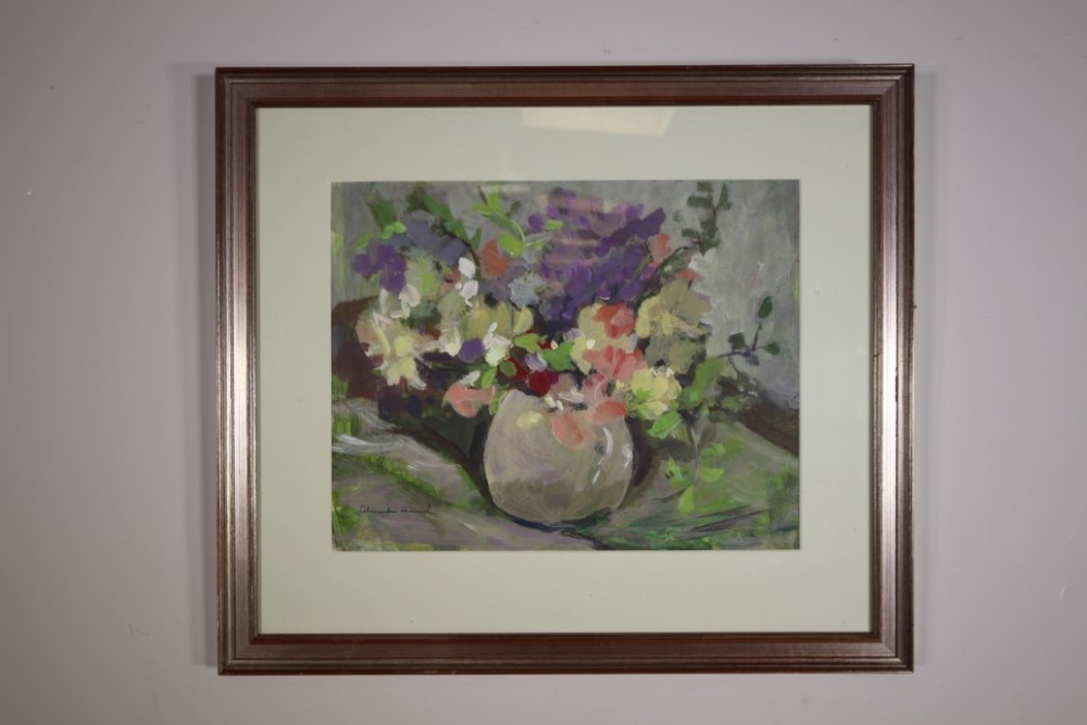 1960’s Sweet Peas Painting by Alexander Howard