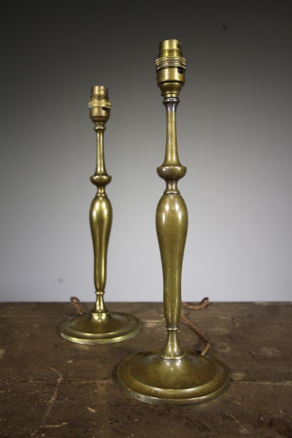 Pair of English 19th Century Antique Brass Table Lamps