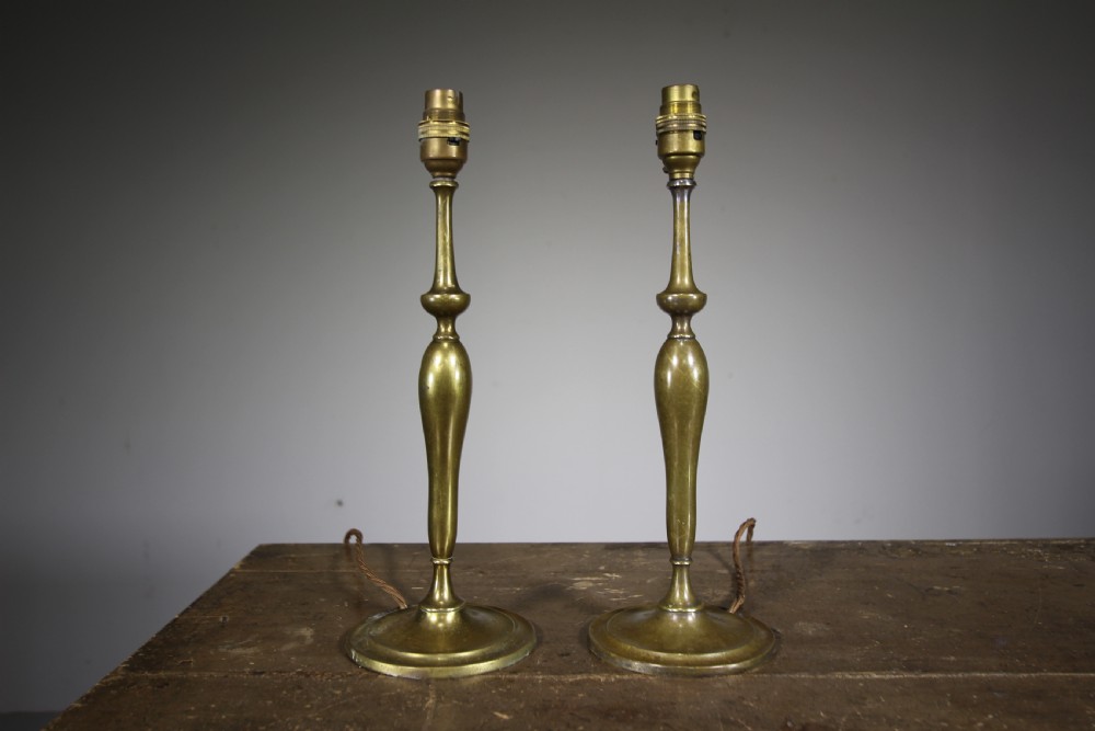 Pair of English 19th Century Antique Brass Table Lamps View V