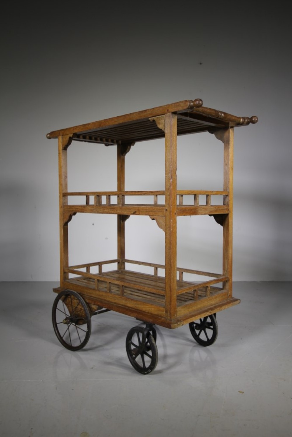 Edwardian Antique Oak Tiered Trolley by Hughes Bolckow