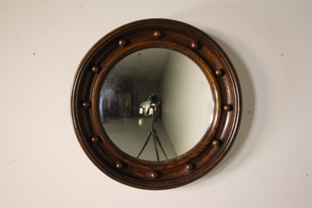 
1930’s Heals of London Oak Convex Mirror
