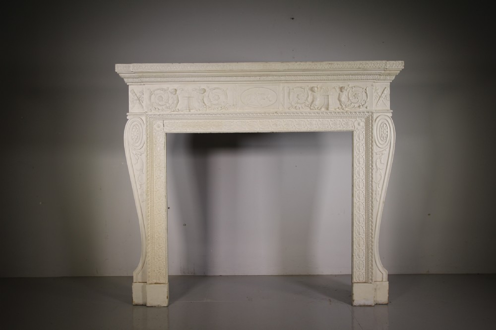 

Large English Regency Antique Painted Pine Fire Surround
