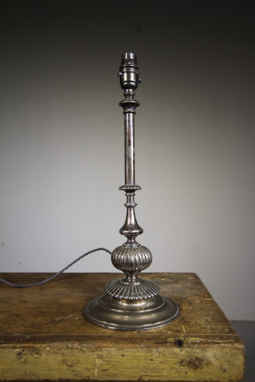 English 19th Century Antique Silver Plate Table Lamp -Rewired