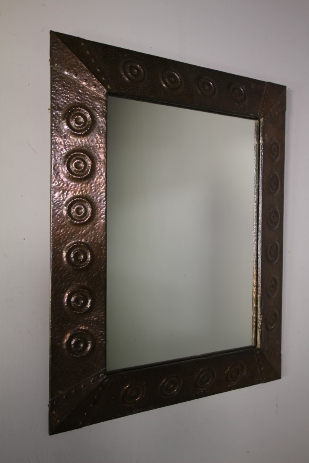 English Arts & Crafts Antique Copper Wall Mirror 