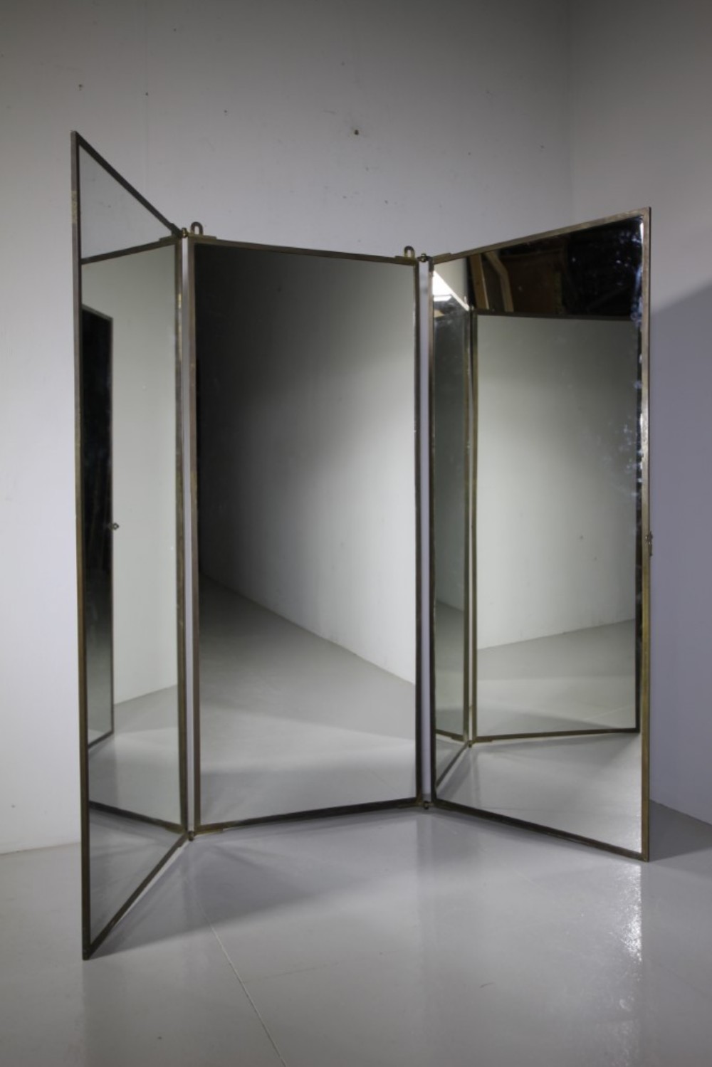 

19th Century Antique Miroir Brot Triple Folding Wall Mirror

