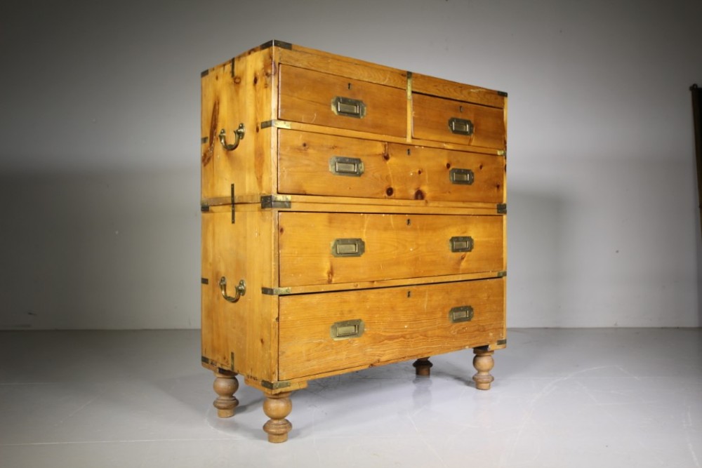 English 19th Century Antique Military Chest of Drawers