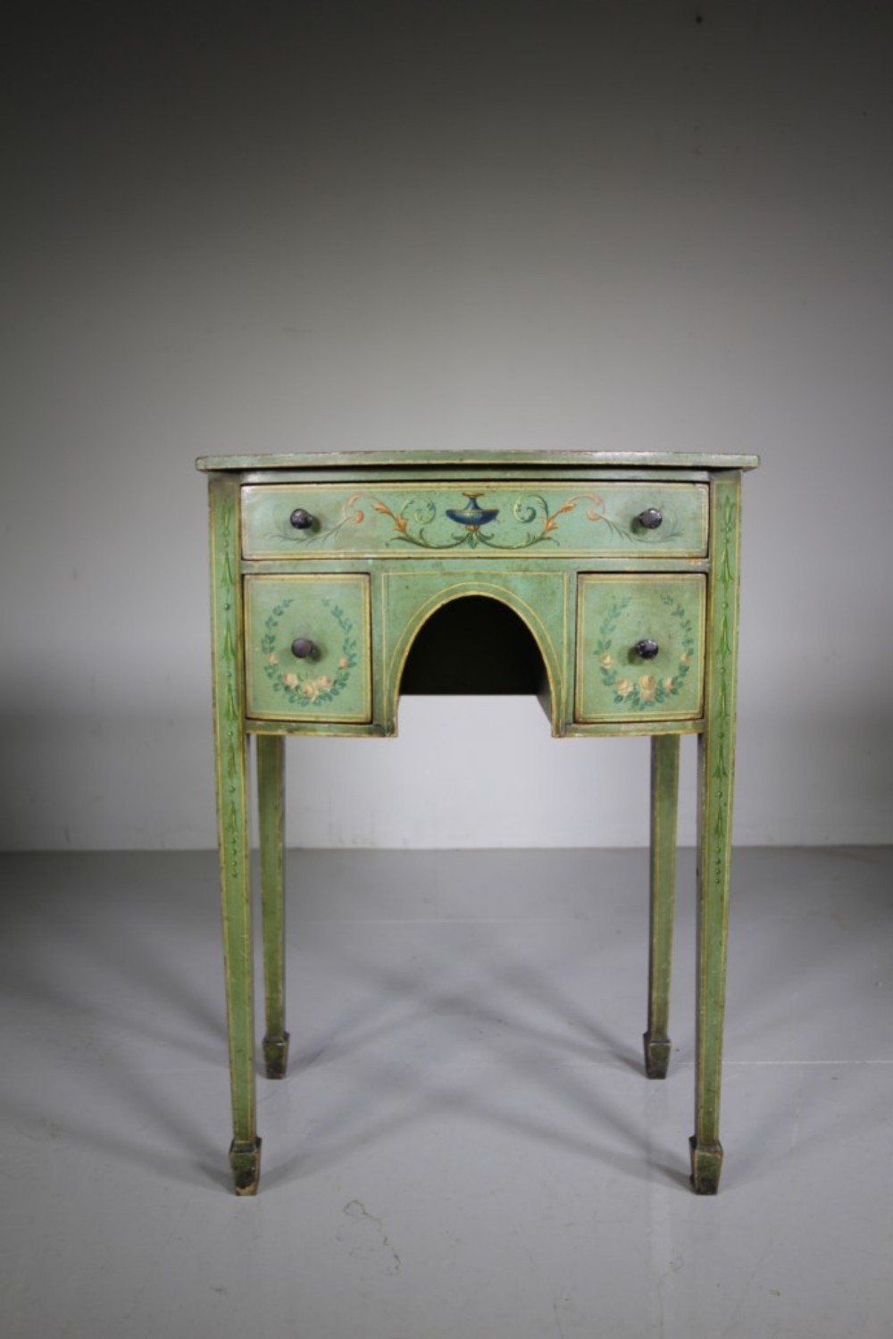 Original Painted Pine Antique Bow Front Side Table