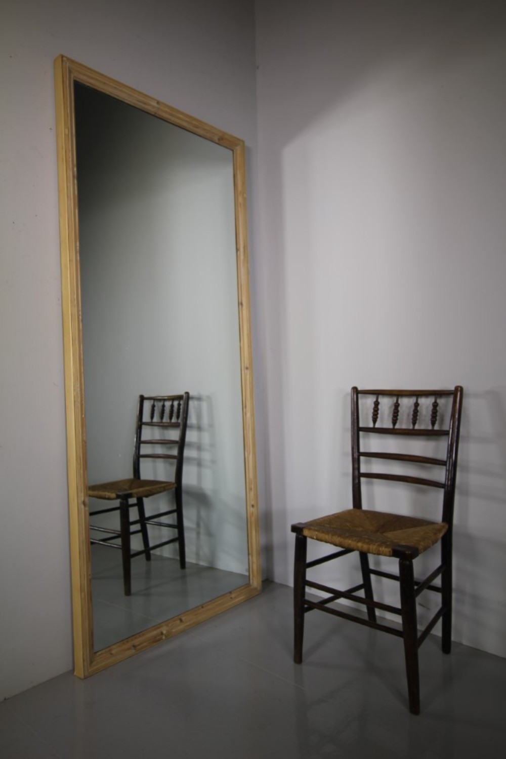 
Large English 19th Century Antique Pine Outfitters Mirror