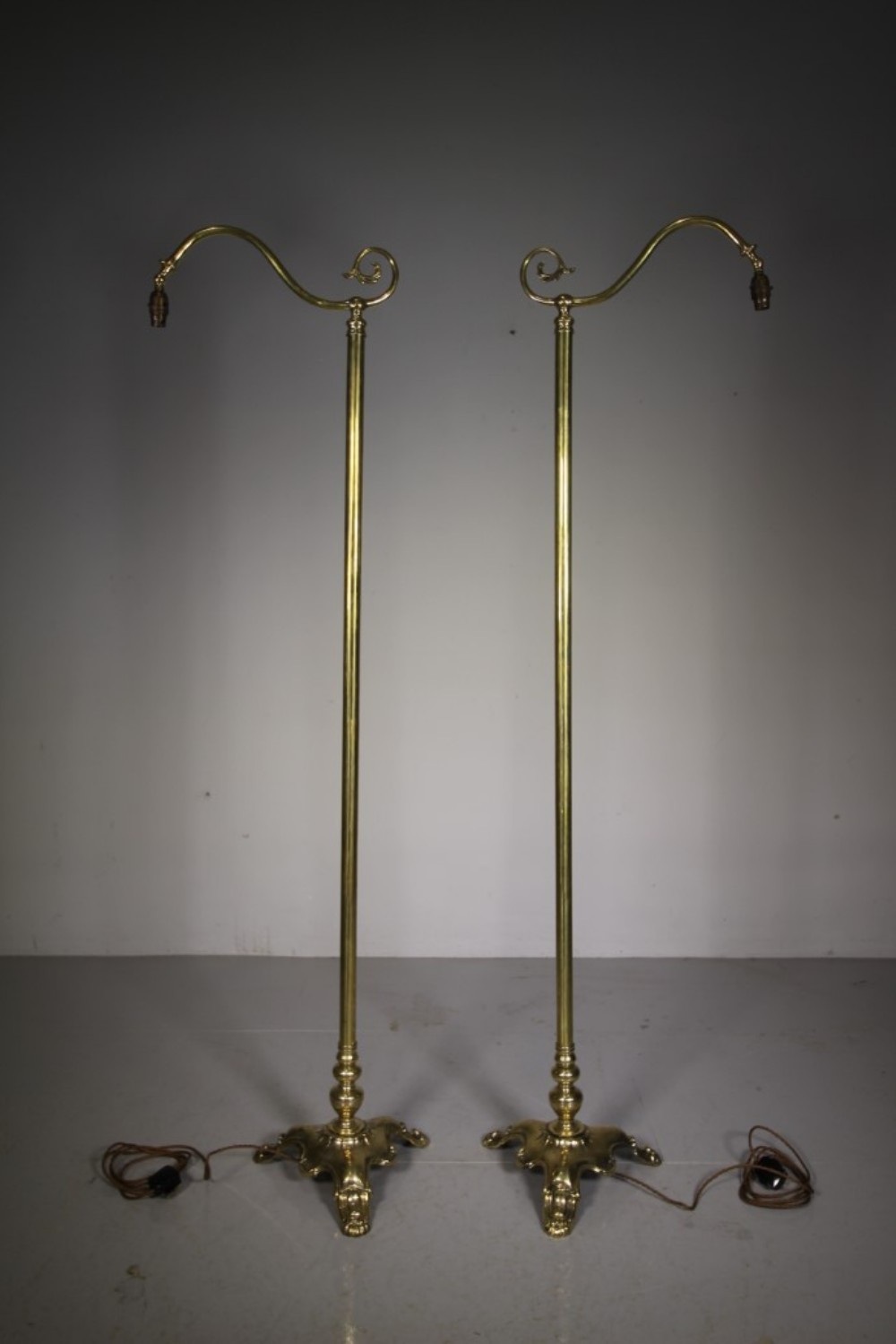 Pair of English Edwardian Antique Floor Lamps – Rewired