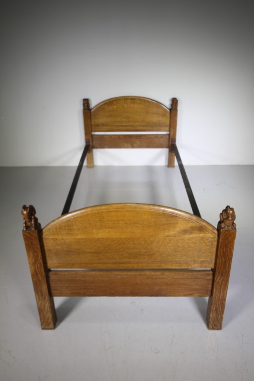 
Fabulous Edwardian Antique Oak Single Bed with Animals